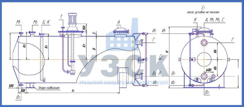 Чертеж емкости ГКК в Димитровграде